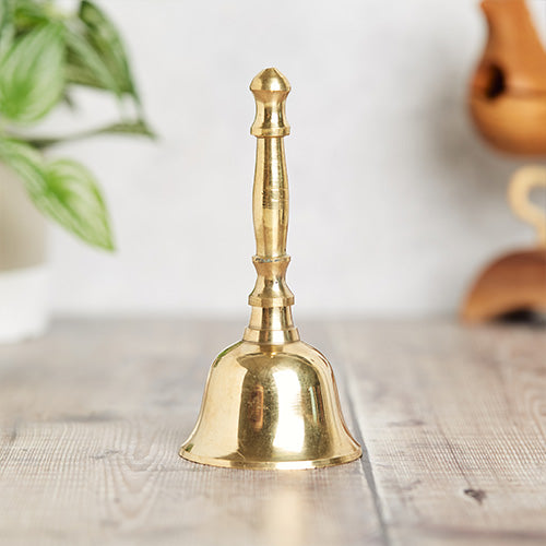 Brass Temple Puja Bell with Handle, Ghanta For Temple, Decorative