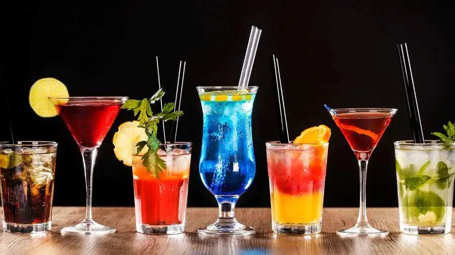 colourful selection of world cocktails 