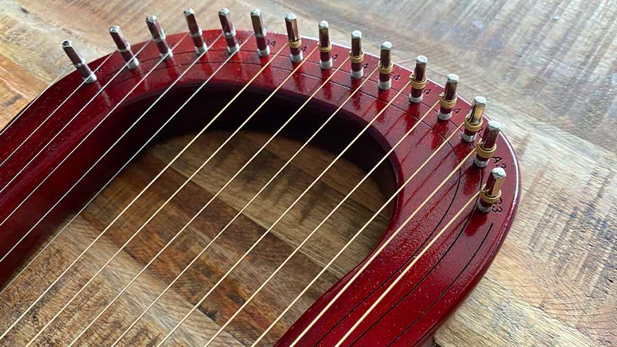 Cherry Red Chinese Lyre Harp