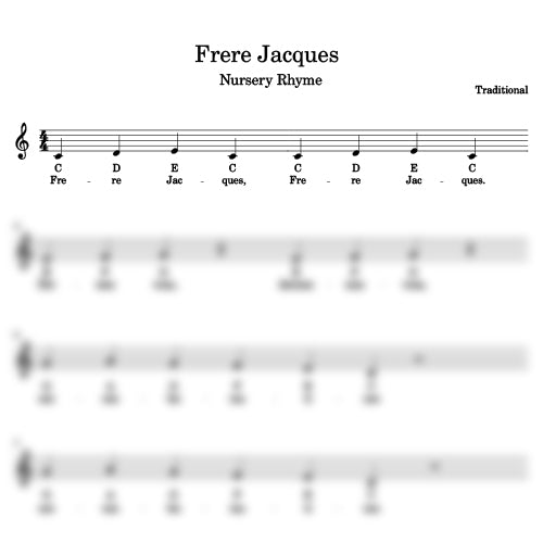 Frere Jacques universal sheet music score