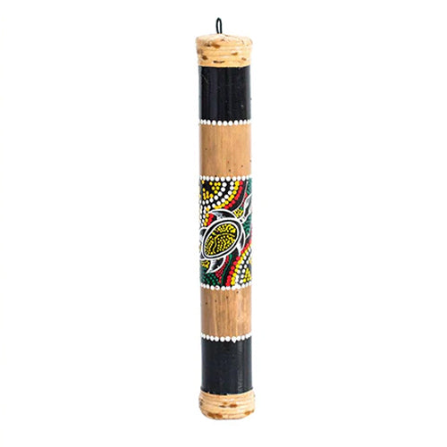 Natural Bamboo Rainstick Instrument on White Background