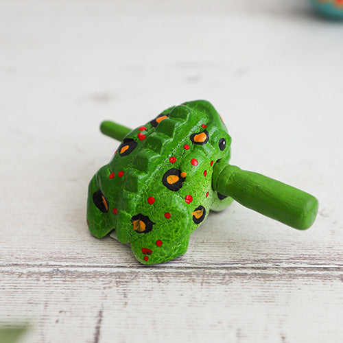 Green Frog Guiro with Ridges on Back