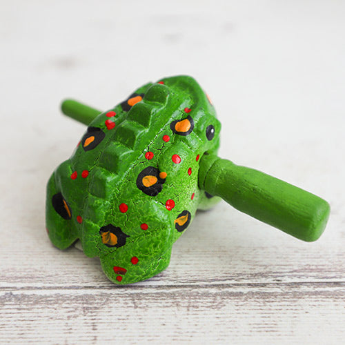 Thai Hand Painted Green Frog Guiro