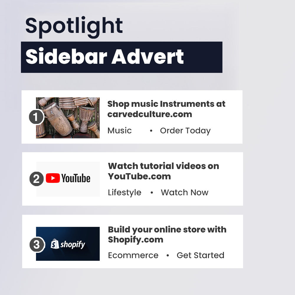 Graphic image showcasing a spotlight sidebar advert with an exclusive opportunity for a business service, designed for visibility and engagement.