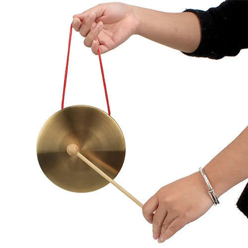 Xiao mini brass gong with red loop and beater