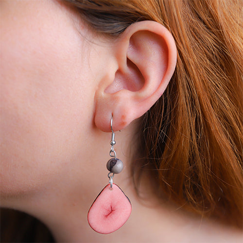 pink and grey earrings