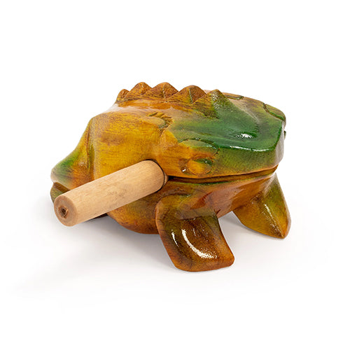 yellow and green frog guiro