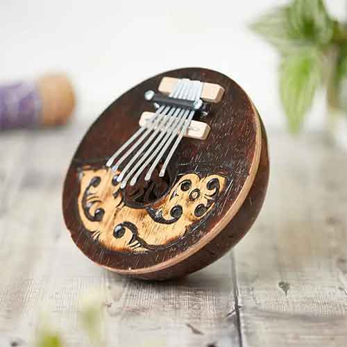 Kalimba Thumb Piano Sansula Percussion Instrument Made of Coconut and Wood  -  Norway